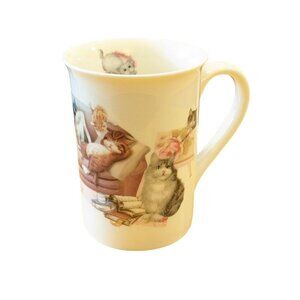 Summer River Cats Mug Cup On Couch Lounging Playful Kittens Pastel Colors Cute